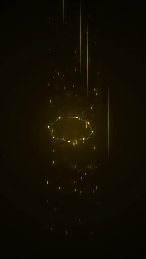 Abstract Golden Digital Particle Network and Geometric Lines Motion Backgroun Stock Footage 346201349