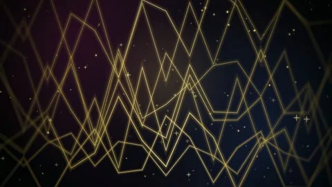 Abstract Golden Digital Wave Lines Moving on Dark Blue Background with Stock Footage 346217520