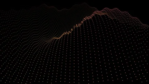 Abstract Golden Digital Wave Particle Flow Background Stock Footage 345676762