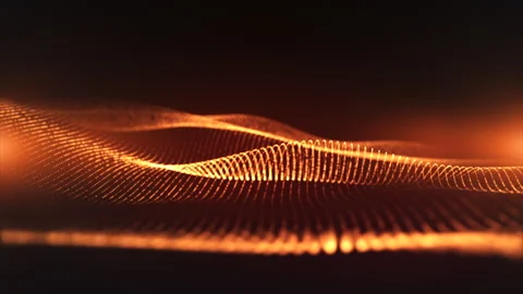 Abstract golden digital waves with light reflections on dark background. Stock Footage 268860466