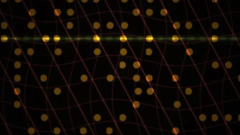 Abstract Golden Dots and Red Grid Motion Background with Lens Flare Effect Stock Footage 343687539