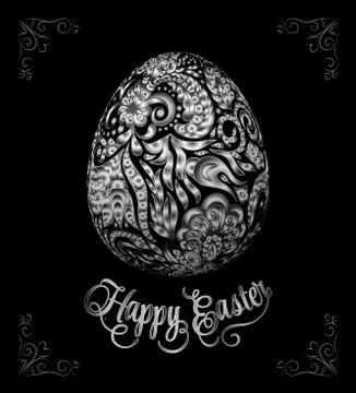 Abstract golden easter egg on black background. Vector eps10 illustration. Happy 스톡 일러스트