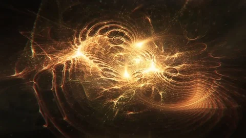 Abstract Golden Energy Solar Strings Slowly Morphing and Interacting Video stock 74248939