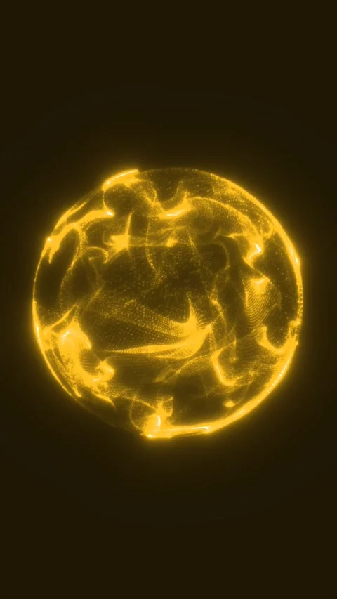 Abstract golden energy sphere formed by glowing particles, flowing plasma w.. Stock Footage 343428056