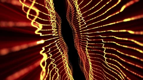 Abstract golden energy waves composed of futuristic high technology particles Stock Footage 259836585