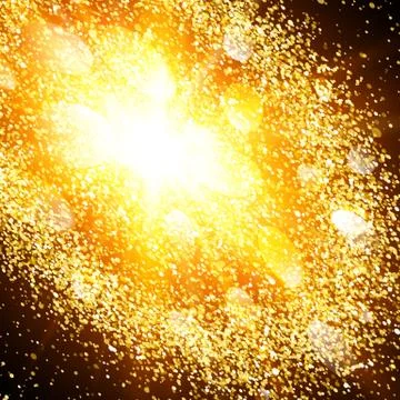 Abstract golden explosion with glittering elements Stock Illustration