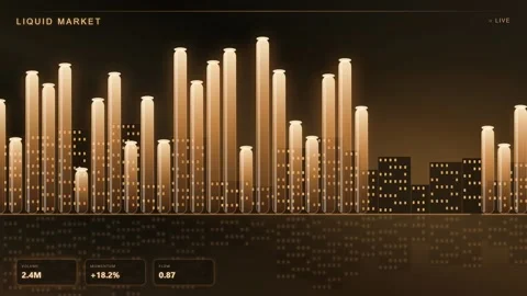 Abstract Golden Financial Data Visualization with Dynamic Bar Charts and Stock Footage 344775296