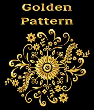 Abstract Golden Floral Pattern Stock Illustration