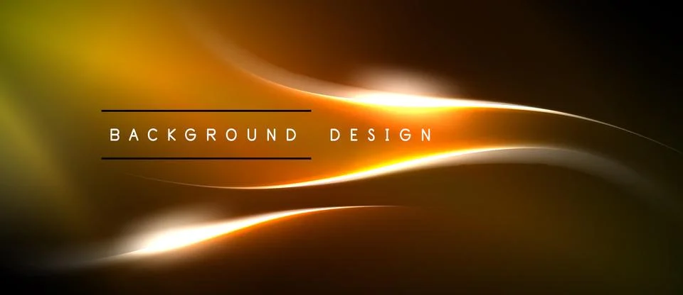 Abstract golden flow, dynamic lines, bright light. Modern design element for Stock Illustration