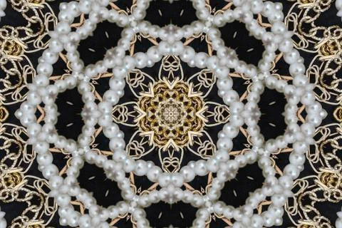 Abstract Golden Forms mandala design. Esoteric seamless background. Stock Illustration