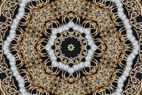 Abstract Golden Forms mandala design. Esoteric seamless background. Stock Photos