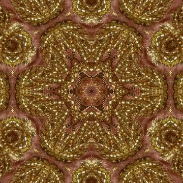 Abstract Golden Forms Pattern, coming from a fractal design,kaleidoscope Phot Stock Illustration