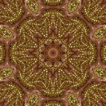 Abstract Golden Forms Pattern, coming from a fractal design,kaleidoscope Phot Stock Illustration