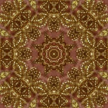 Abstract Golden Forms Pattern, coming from a fractal design,kaleidoscope Phot Stock Illustration