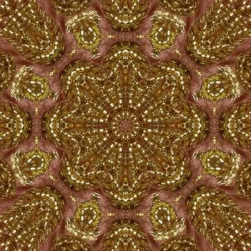 Abstract Golden Forms Pattern, coming from a fractal design,kaleidoscope Phot Stock Illustration