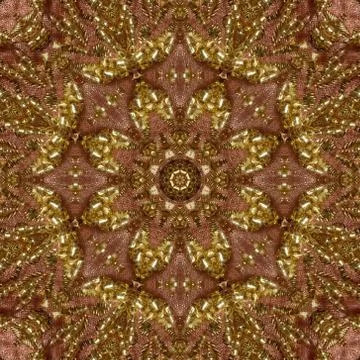 Abstract Golden Forms Pattern, coming from a fractal design,kaleidoscope Phot Stock Illustration
