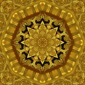 Abstract Golden Forms Pattern, coming from a fractal design,kaleidoscope Phot Stock Illustration