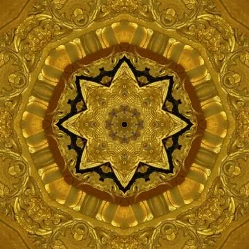 Abstract Golden Forms Pattern, coming from a fractal design,kaleidoscope Phot Stock Illustration