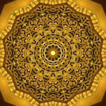 Abstract Golden Forms Pattern, coming from a fractal design,kaleidoscope Phot Stock Illustration