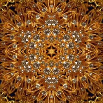 Abstract Golden Forms Pattern, coming from a fractal design,kaleidoscope Phot Stock Illustration