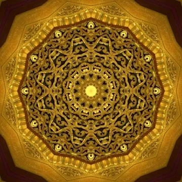 Abstract Golden Forms Pattern, coming from a fractal design,kaleidoscope Phot Stock Illustration