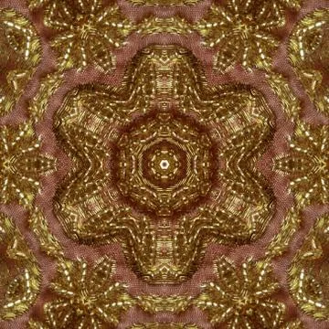 Abstract Golden Forms Pattern, coming from a fractal design,kaleidoscope Phot Stock Illustration