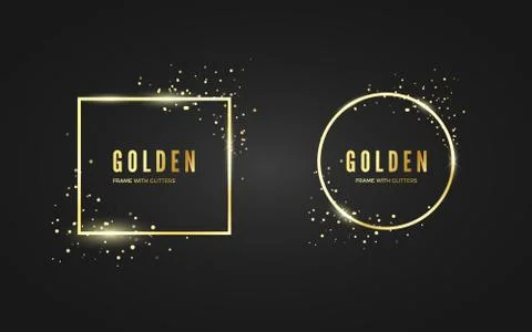 Abstract Golden Frame with glitter and sparcle effect for banner and poster.  Stock Illustration