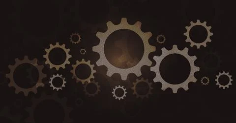 Abstract golden gears elements for modern cartoon background Stock Illustration