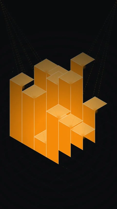 Abstract Golden Geometric 3D Shape Rotating on Dark Background Stock Footage 346202983