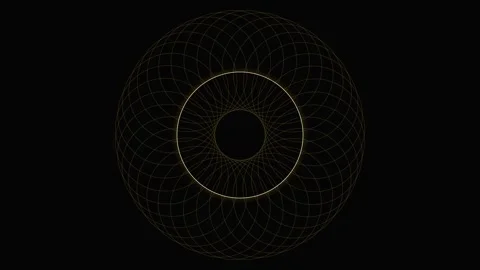Abstract golden geometric circle pattern on a deep black background texture 库存影片 335149852