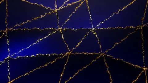 Abstract Golden Geometric Grid on Dark Blue Background Illustrazione stock
