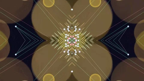 Abstract Golden Geometric Kaleidoscope Pattern with Bokeh Stock Footage 329894085