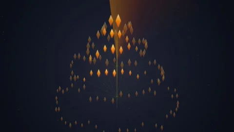 Abstract Golden Geometric Network Structure Orbiting in Dark Space Stock Footage 348572335