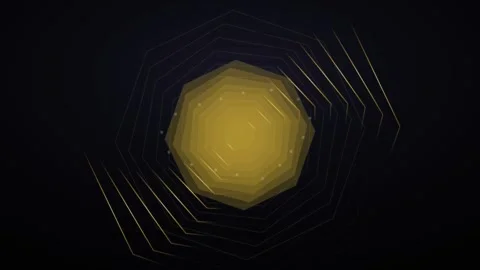 Abstract golden geometric polygon glowing on a black background Stock Footage 335939424