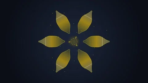 Abstract Golden Geometric Shape Rotating in Dark Space with Stars Stock Footage 348423995