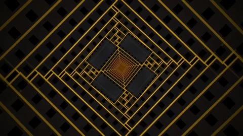Abstract Golden Geometric Tunnel Vortex, Endless Square Spiral Motion Graph.. Stock Footage 346661017