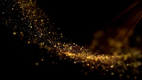 Abstract golden glitter dust motion trail on black background Stock Footage 333484572