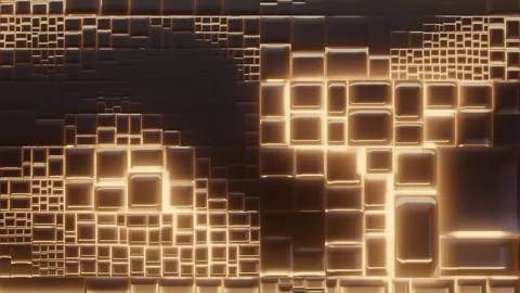 Abstract Golden Glowing Cubes Digital Technology Background 스톡 동영상 320899474