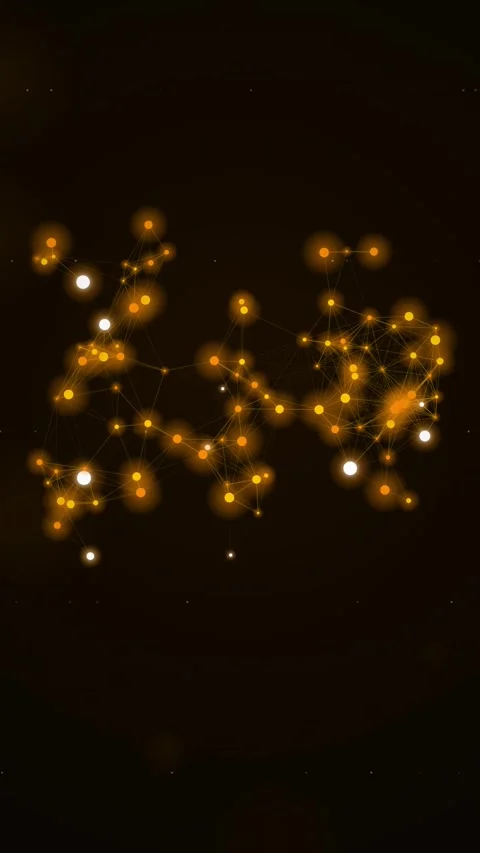 Abstract Golden Glowing Network Nodes Connection Motion Background Stock Footage 346202667