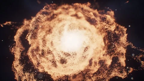 Abstract golden glowing particle vortex animation showing dynamic circular .. Stock Footage 332318051