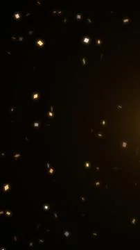 Abstract golden glowing particles falling on black background Stock Illustration