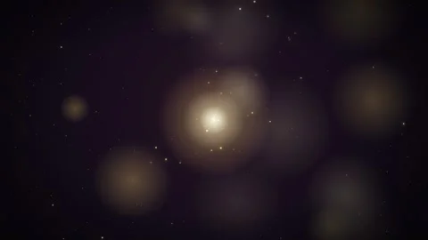 Abstract golden glowing particles floating in a dark purple cosmic space Stock Footage 346218347