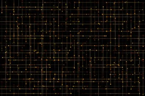 Abstract Golden Grid and Glowing Dots Background Luxury Digital Pattern Stock Illustration