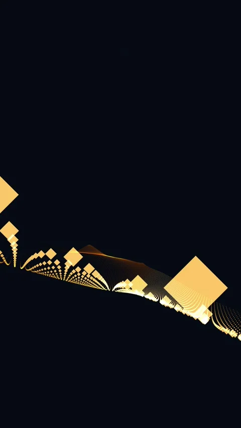 Abstract golden grid pattern receding into darkness, futuristic concept Stock Footage 340880105