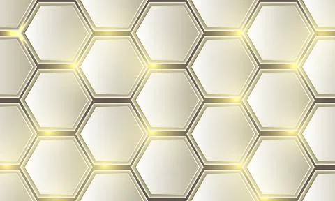 Abstract golden hexagon mesh pattern design modern luxury background vector Stock Illustration