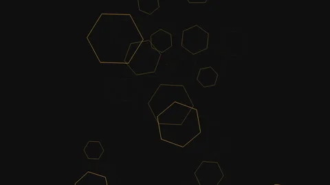 Abstract golden hexagon outlines floating on black background, seamless motion Stock-Footage 330074932