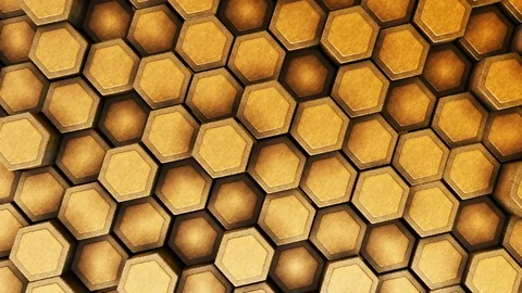 Abstract Golden Hexagons Background Random Motion, 3d  Animation, Honey Stock Footage 124643017