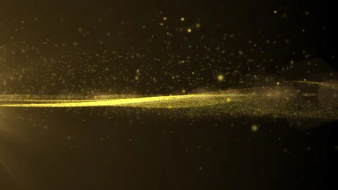 Abstract golden horizontal wave flowing with bokeh 4K motion loop. Stock Footage 258357518
