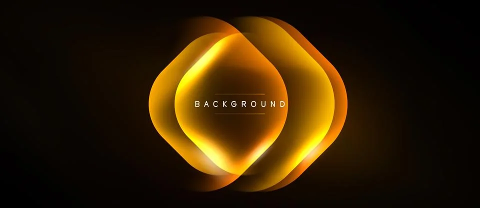 Abstract golden layers form oval shape. Text background centered within lum.. Stock Illustration