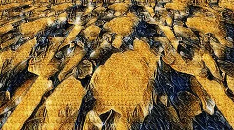 Abstract Golden Leaf Pattern Digital Art with Dark Blue Textured Backdrop イラスト素材